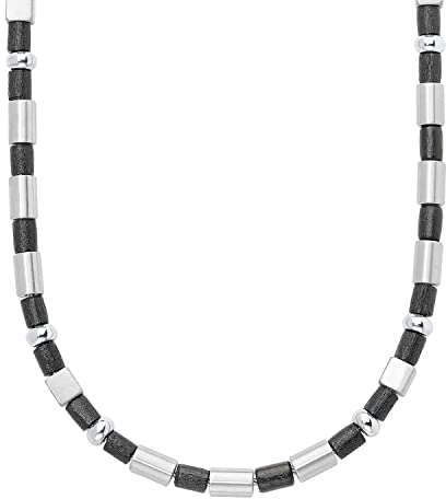 s.Oliver Kette für Herren, Holz/Edelstahl, Silber/Schwarz