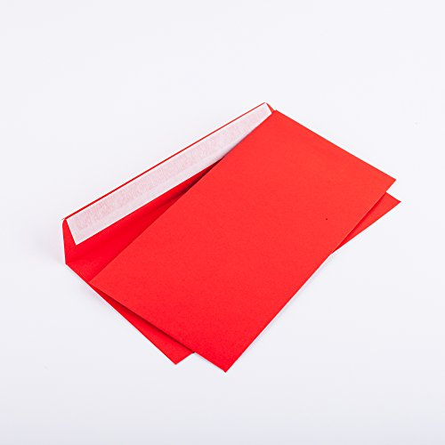 500 Briefumschläge DIN lang C6/5 114x229 mm rot 120 g/m² ohne Fenster haftklebend (Artikel: 206A)