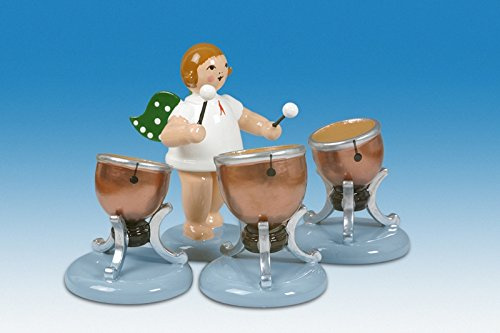 Rudolphs Schatzkiste Holzfigur Engel mit 3 Pauken und Krone Höhe 6cm NEU Holzengel Instrument Seiffen Erzgebirge Figur Dekoration Holzfiguren Weihnachten Fensterschmuck Spielzeug Deko Weihnachtsfigur
