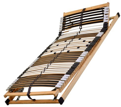 DaMi MediFlex T200 7-Zonen Lattenrost mit Kopf- & Fußverstellung, 100x200 cm, aus Buchenholz fertig montiert, 42 Leisten, extrem ergonomisch & stabil, Bettrahmen Lattenrahmen Federlatten Bed Frame