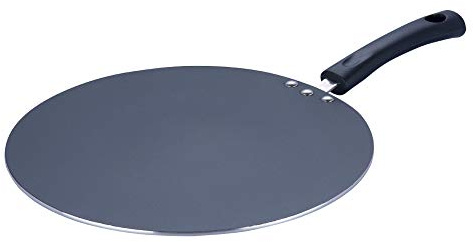 Vinod Zest Aluminium-Grillplatte, antihaftbeschichtet, flach, 30 cm, dreilagige Keramikbeschichtung, 4 mm extra dicke Chapati-Grillplatte, Bakelit-Griff, Gasherd-freundlich