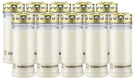 Kompositionsöllicht Memoriam Nr. 633 mit Deckel (20 Stück) - weiß oder rot - Grabkerzen, Grablichte, groß … (weiß)