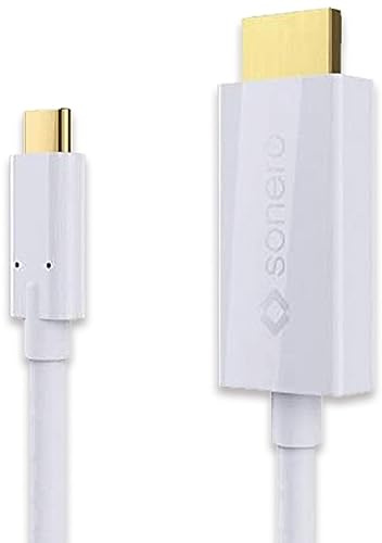 Sonero UCC011-020 USB-C al Cavo HDMI 2.0, 4K @ 60Hz con 18 Gbps, USB 3.1, Old Fashion, Thunderbolt 3 Compatibile con MacBook PRO, Samsung S8, dell XPS 15 e L'Altro USB-C Computer, 2,0m Bianco