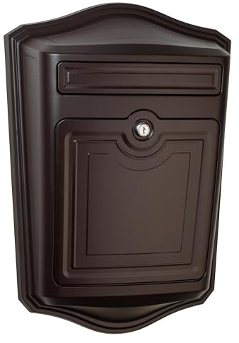 Architectural Mailboxes Maison™ Locking, Vertical Wall-Mounted Mailbox for Outside, Rust-Resistant Aluminum Metal Small Mail Box with Lock and Key Drop Box, Rubbed Bronze