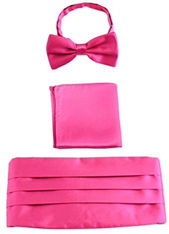 WANYING Herren Satin Kummerbund Fliege Einstecktuch 3 in 1 Set für Hochzeit Party Ball Banquet Smoking Gentleman - Einfarbig