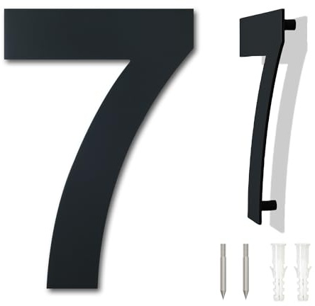 Gebürsteter moderner Edelstahl Hausnummer-203mm hoch-schwarze Beschichtung, schwebende Erscheinung (Nummer 7)