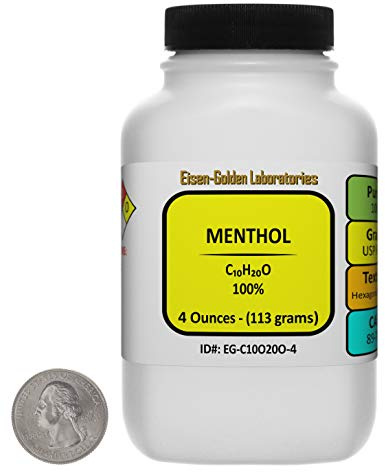 Menthol [C10H20O] 100% USP Food Grade Crystals 4 Oz in a Bottle
