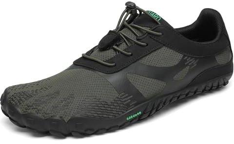 SAGUARO Unisex barfotaskor, utomhus, barfotaskor, tåskor, spårlöparskor, storlek 36–48, Grönsvart, 44 EU