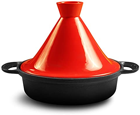 AIZYR Pot À Tajine en Céramique De 3 L pour 3 À 5 Personnes - Marmite Marocaine Antiadhésive Cuisinière avec Couvercle pour Cuisiner des Aliments Sains,Rouge