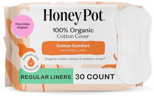 The Honey Pot Company - Non-Herbal Everyday Panty Liners for Women - Organic Cotton Cover & Ultra-Absorbent Pulp Core - Sanitary Pads - Feminine Care - 30 ct