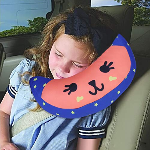 Kids Car Travel Pillow Car Seat Belt Cushion Head Neck Support Pillow Safety Strap Covers Children Headrest for Car Travelling Sleeping Pillow