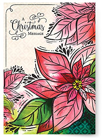 Designer greetings Boxed Christmas Cards, A Christmas Message with Pen and Ink Poinsettias (Box of 18 Foil Embossed Cards with Foil-Lined Envelopes), (125-00969-000)