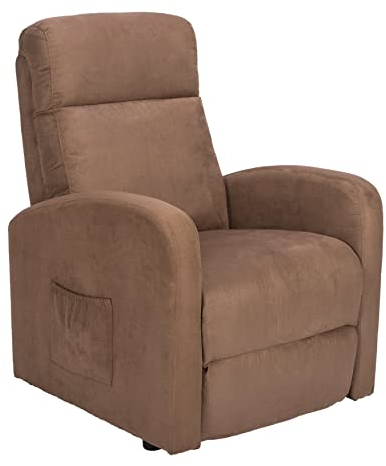 POLTRONE ITALIA Chanel1 fernsehsessel mit aufstehhilfe Medizinisches Gerät 2 Räder Mikrofedersitz Flauschige seniorensessel mit aufstehhilfe elektrisch relaxsessel elektrisch Braun