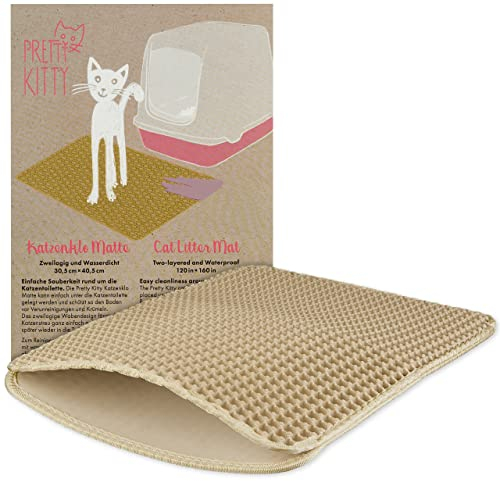 Pretty Kitty Katzenklo Matte Beige: Katzenmatte 30x40cm für Sauberkeit Mit Katzenstreu - Katzentoilette Vorleger von Pretty Kitty