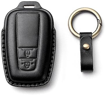 HIBEYO Smart Autoschlüssel Hülle Passt für Toyota Schutzhülle Schlüssel Hülle für Camry CHR RAV4 Prius Anel Yaris Corolla Avalon Rindsleder Prado Schlüsselbox Schlüsselbund zubehör 2 Tasten-Schwarz