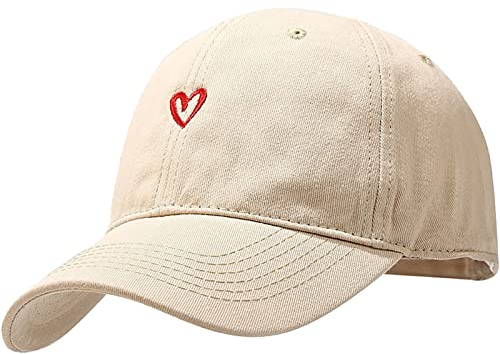 XYIYI Herz Beige Unisex Classic Baumwolle Baseball Cap Verstellbar Baseballkappe