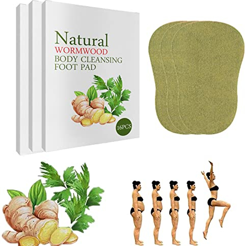 Pure Health wermut körper entgiftende Pads, Anti-Schwellungs-Ingwer-Entgiftungspflaster, Naturkräuter-Wermut-Fuß-Detox-Pads, Detox-Fußpads (48Pcs)