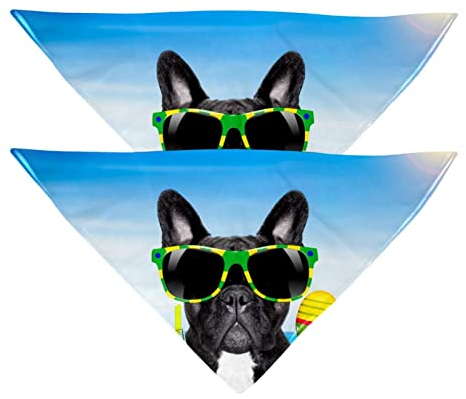 Hundehalstücher, 2 Stück, Brasilien Französische Bulldogge Haustierschal, Chiffon-Bandanas Dreieck-Lätzchen Zubehör für kleine, mittelgroße und große Hunde, Welpen Haustiere