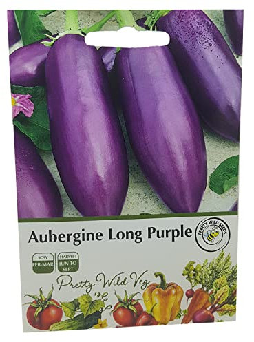 Aubergine Long Purple Seeds in Pictorial Packet from a UK Seller Delightful Medium Sized Fruits are Perfect for Home & Kitchen Gardens