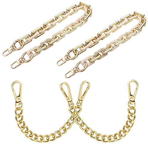 Zasiene 20cm Taschenkette 4 Stück Kurze Metallkette Trageriemen Acryl Taschenkette Ersatz Verlängerung Kette Handtaschenkettenriemen Trageriemen Ersatz Schulterriemen für Handtasche Dekoration