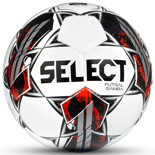 SELECT Samba V22 Pallone da Futsal, Senior, Bianco/Nero/Rosso, Senior (Taglia 4)