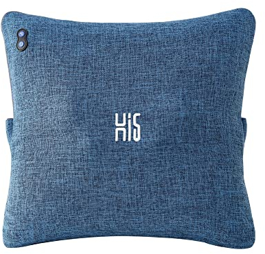 Hi5 Bravo Plus Shiatsu-Massagekissen mit Wärmefunktion Abschaltautomatik Waschbarer Bezug für Schultern Nacken Rücken und Beine-Indigo