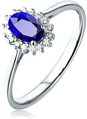 Epinki 750 Weißgold Diamantring, 1ct Topas Hochzeitsring Blumen Solitärring Ovalschliff Verlobungsring Echtschmuck Gr.52 (16.6)