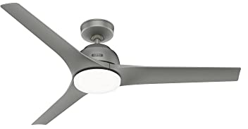 Hunter 51586 Gallegos Deckenventilator für Innen und Außen mit LED Licht und Wandsteuerung, silber matt