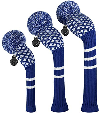Scott Edward Täcker klubb golf trä överdrag Pom Pom Driver Fairway Hybrid 3-pack set, materialet är akryltråd, designat på ett unikt sätt för att skydda klubbhuvudet