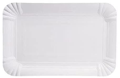 Tessera Bio Products QXH1117 Rechteckige Pappteller, Weiß, 11cm Breite, 17cm Länge, 250 Stück
