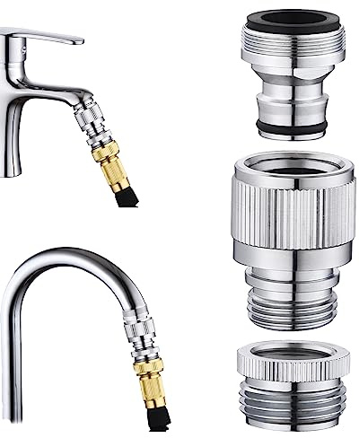 LUOFANT Conector rápido para grifo de fregadero, adaptador de grifo para conexión de fregadero, manguera de ducha, manguera de jardín, lavadora portátil, baño de mascotas, cromado.