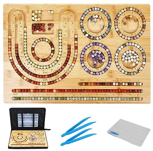 Bamboo Bead Design Board for Jewelry Making, Bead Plate, Beading Mats Trays, Bamboo Combo Beading Board for Jewelry Bracelets Necklaces Making, DIY Design