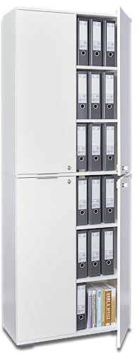 mutatio Ordnerschrank Abschließbar Schrank Hochschrank 80,2 cm x 214,7 cm x 35 cm Büroschrank Allzweckschrank Mehrzweckschrank Regal Mit Türen (Aktenschrank 4 TRG., Weiß)