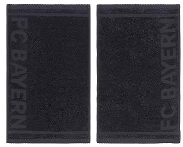 FC Bayern München Gästehandtuch I Badetücher I 2er-Set I Grau I 50x30 cm