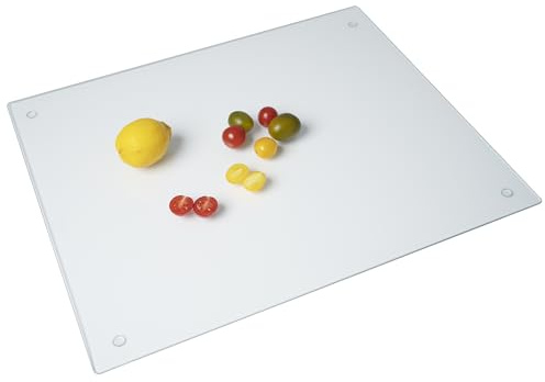 Phore Tempered Glass Cutting Board for Kitchen, Dishwasher Safe, Clear Cutting Board for Countertop, Scratch Resistant, Heat Resistant, Shatter Resistant (20x16, Clear)