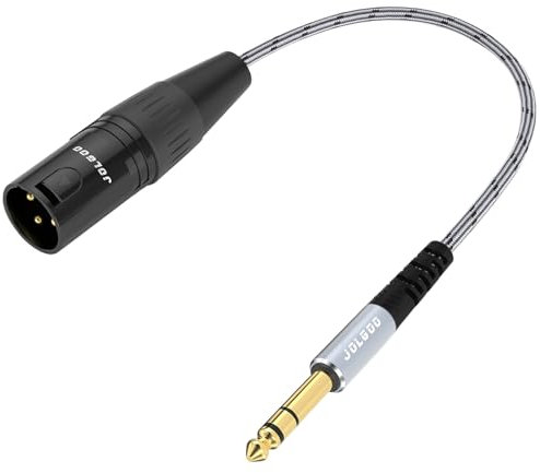 JOLGOO 1/4 Inch TRS to XLR Male Adapter Cable, Balanced 6.35mm Plug to 3-Pin XLR, Microphone Cable, 0.3 Meters