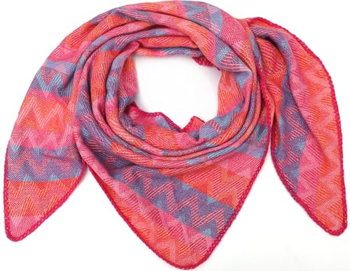 FASHION YOU WANT XXL Schal flauschig schal-tuch damen dicker dreieckstuch groß Wolle Azteken UNI Farben kuschelig (fuchsia)