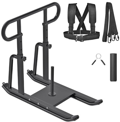 Kipika Gewichtsschlitten Fitnessschlitten mit Push-Pull-Griffen, höhenverstellbar, Robustes Krafttrainingsgerät für Muskelaufbau und Explosive Kraft, geeignet für 2,5 cm und 5,1 cm Hantelscheiben