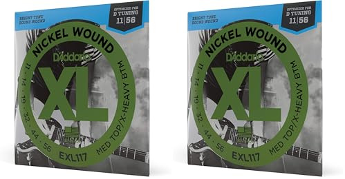 D'Addario XL Nickel Electric Guitar Strings - EXL117 - Medium Top/Heavy Bottom - Perfect Intonation, Consistent Feel, Reliable Durability - For 6 String Electric Guitars