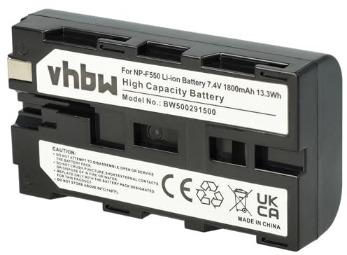 vhbw 1x Akku Ersatz für Sony NP-730, NP-530, NP-F550, NP-F530, NP-F330, NP-930 für Videokamera Camcorder (1800 mAh, 7,2 V, Li-Ion)