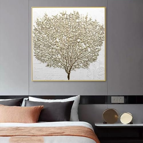 Poster und Drucke, abstrakter goldener Geldbaum, Leinwandgemälde an der Wand, Kunst, moderne Dekoration, Bilder für Wohnzimmer, Cuadros, 30 x 30 cm, rahmenlos