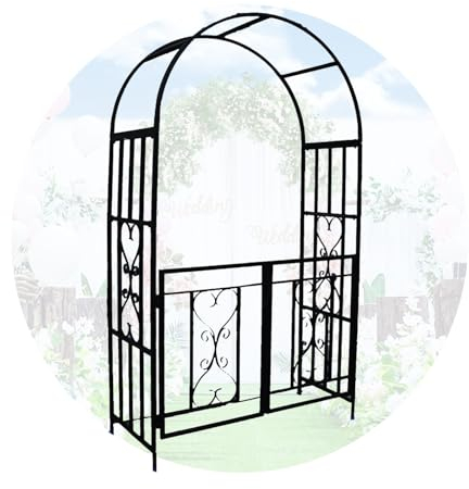 HESHEQ Rankhilfen for kletterpflanzen Garten rosenbogen Metall Gartenbogen Hochzeitsbogen Pulverbeschichtetem Stahl wetterfest for Kletterpflanzen und Rosen Halbbogen (Color : Black)
