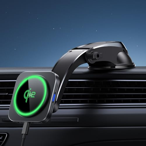 ESR für 15W Magsafe Autohalterung mit Ladefunktion, Armaturenbrett Magnet Kabellose Autoladegerät, Handyhalterung Auto Magsafe für iPhone Air/17/16/15/14/13/12, Google Pixel 10, S25, Schnellladen