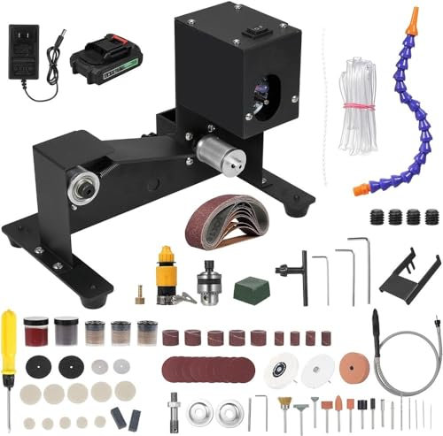 Smerigliatrice, Levigatrice a Nastro Umida e Asciutta da 250 W Mini Levigatrice a Nastro Smerigliatrice Elettrica da Banco Levigatrice Const Speed ​​Piccola Smerigliatrice Affilatrice Lucidatrice con