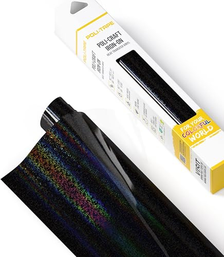 POLI-FLEX® STARFLEX Transferfolie für Textilien – Holographische Effektfolie zum Aufbügeln, Plotterfolie für DIY Shirts, Schwarz, 30,5 cm x 61 cm