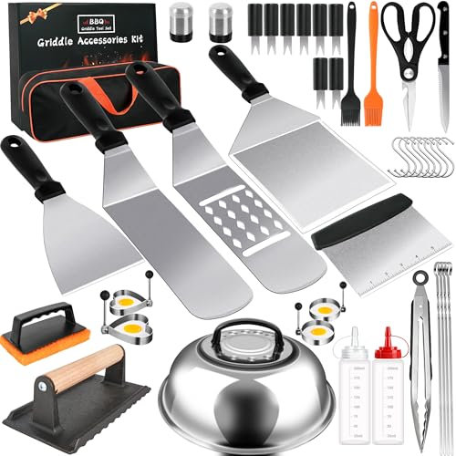 42PCS Blackstone Griddle Accessories Kit, Flat Top Grill Accessories Set for Blackstone and Camp Chef, Grill Spatula Set with Melting Dome, Burger Press, Gifts for Men, for Men