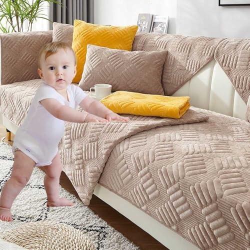 YWQJL Sofabezug 1 2 3 4 Sitzer Sofaschoner rutschfest Couchbezug L Form Waschbarer Dekor Perim Sofa Decken Sofaschutz Katze Hund Decke Doppelseitiger Gesteppter(#11,90x180cm)