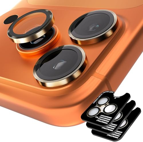 Orzero 3 Sets Camera Cover for iPhone 17 Pro Max/17 Pro, Desert Titanium | Also for iPhone 16/15/14 Pro Max and Pro; Camera Lens Protector, one-step tray, metal ring glass, CD pattern, HD clear