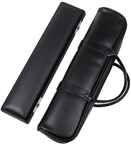 Hsdubygr 16-Loch-High-End-Flötentasche, Schwarzes Leder, Flötentasche, Flötenbox, Flötenbox, PVC-Lederbox-Set, Zubehör für Holzblasinstrumente, Teile