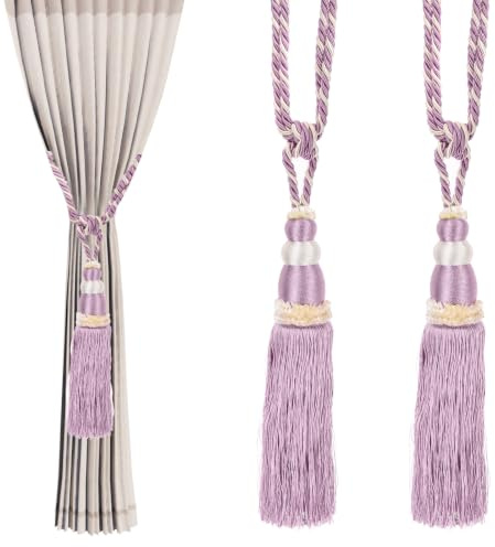 PATIKIL Nappe per Tende con Nappa, 2 Pezzi 28 Forma Zucca Cordone con Nappa, Legacci per Tende Fatti A Mano Cordone Decorativo per Casa, caffè, Ufficio, Viola Chiaro